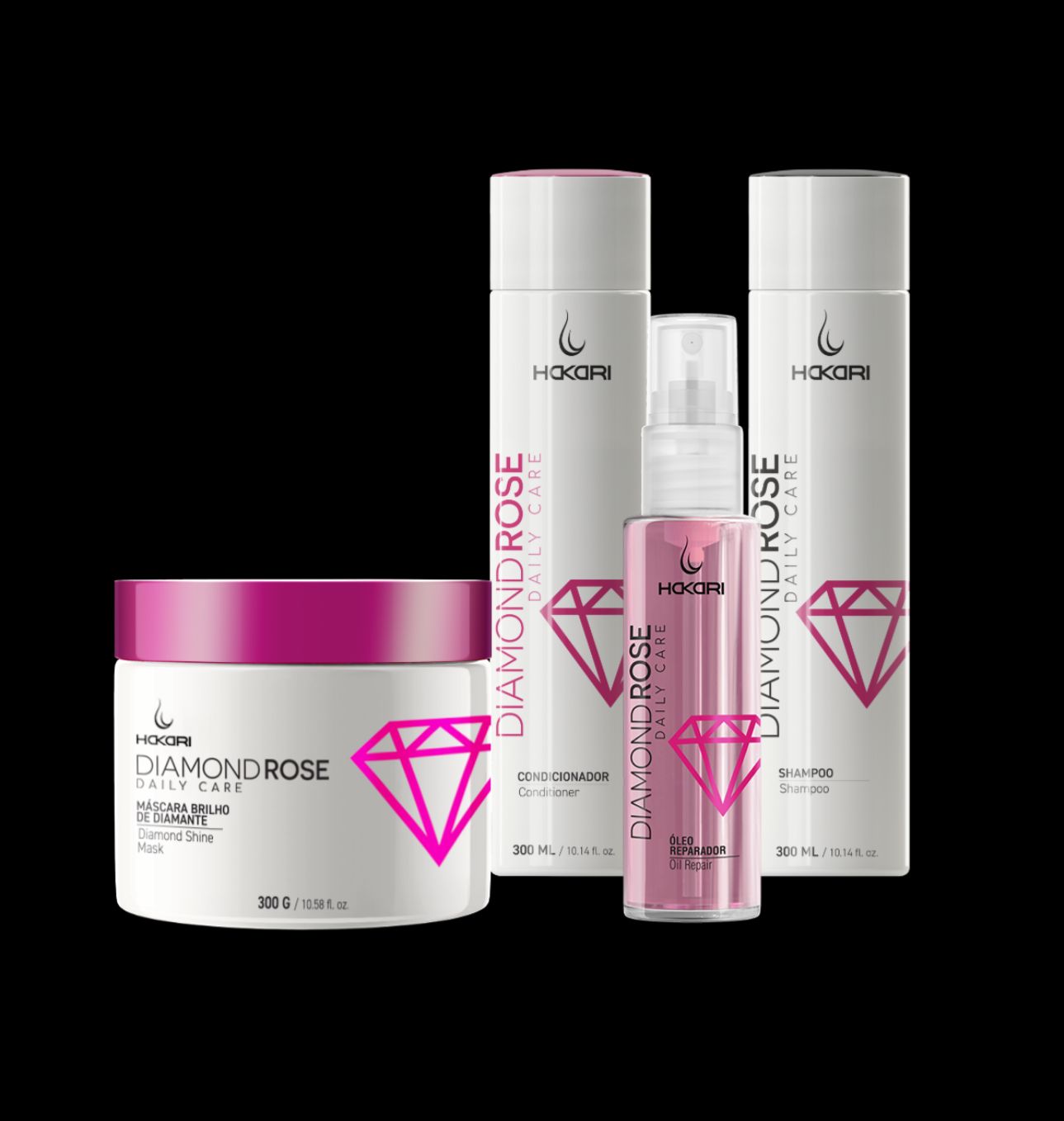 Kit Daily Care Cuidado En Casa Diamond Rose 300ml - Hakari