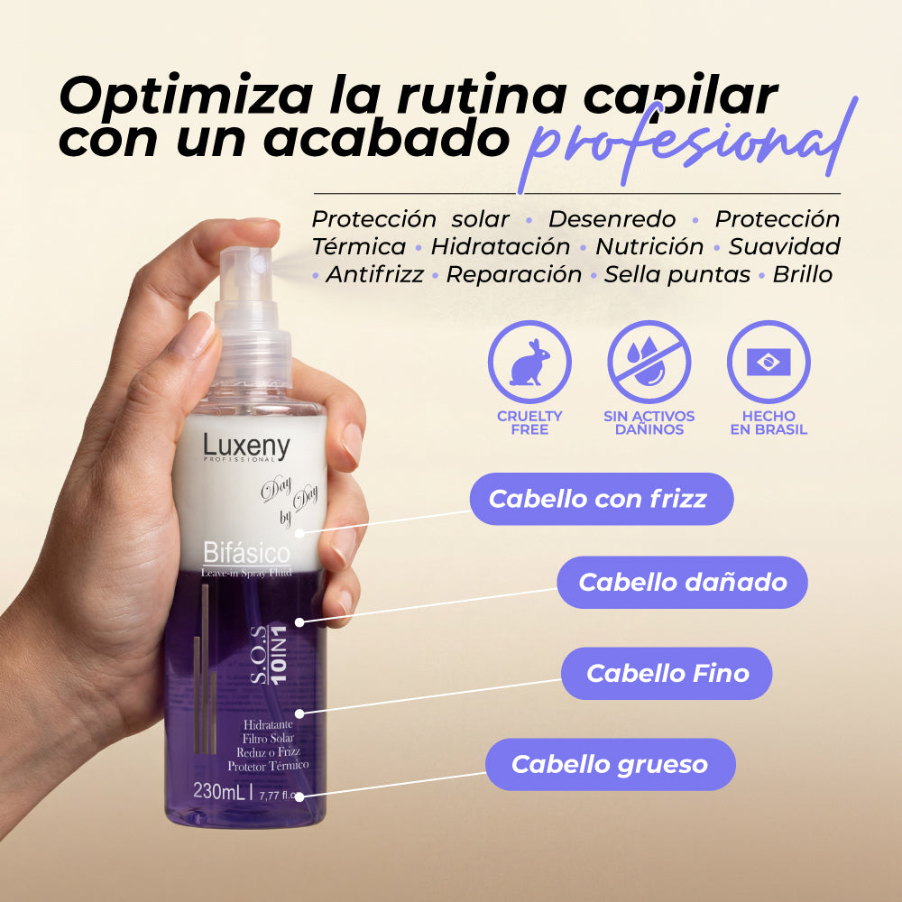 Spray Bifasic Protector Térmico Multibeneficios Luxeny 230ml